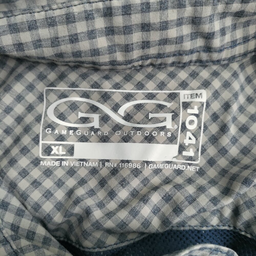 Game Guard Shirt Mens XL Green Gingham Check Vented Outdoors Hiking 1041 - Picture 3 of 5